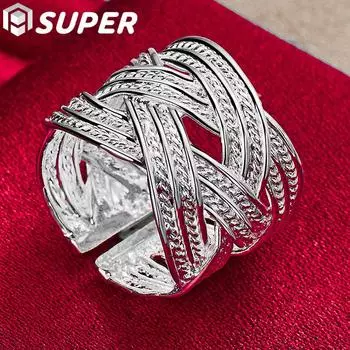 Ювелирные изделия с открытым кольцом из стерлингового серебра 925 пробы с крестообразным переплетением