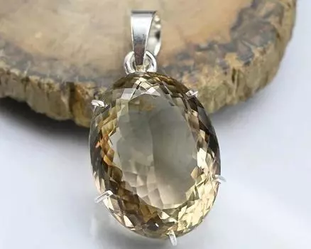 Ювелирные изделия с подвесками из натурального дымчатого кварца 16 карат | Кулон из стерлингового серебра 925 пробы