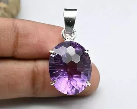 Ювелирные изделия с подвесками из натурального аметиста 10,05 карата | Кулон из стерлингового серебра 925 пробы для нее