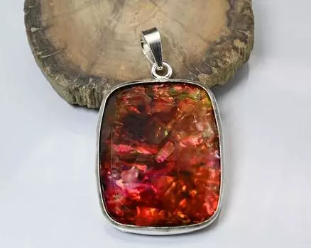 Ювелирные изделия с подвесками из натурального аммолита 24 карата | Кулон из стерлингового серебра 925 пробы для нее