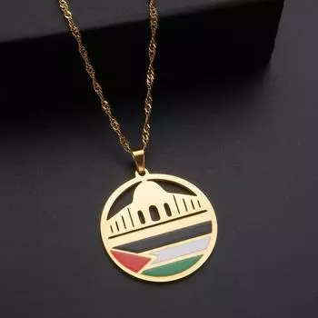 Ювелирные изделия с подвесками, мечеть Аль-Акса и палестинское ожерелье с подвеской для пар, ожерелье из титановой стали золотой