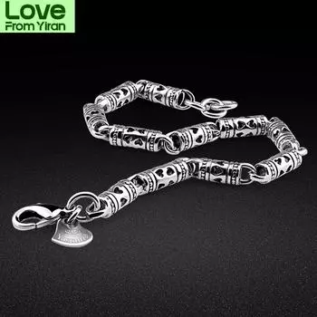 Ювелирные изделия с подвесками, простой тип, браслет из стерлингового серебра 925 пробы, ювелирные изделия, мужской стиль, браслет из стерлингового серебра в стиле фольклорного ветра 18cm Length