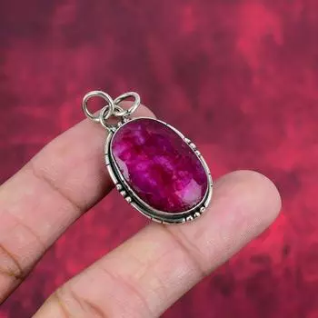 Ювелирные изделия с подвеской из рубина и зоизита, подвеска ручной работы из стерлингового серебра 925 пробы, ювелирные изделия новейшего дизайна 1.61 Inches розовый