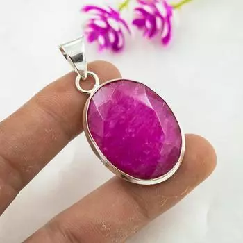 Ювелирные изделия с подвеской из рубина и драгоценного камня, подвеска из цельного серебра 925 пробы ручной работы, ювелирные изделия последнего дизайна 1.73 Inches розовый
