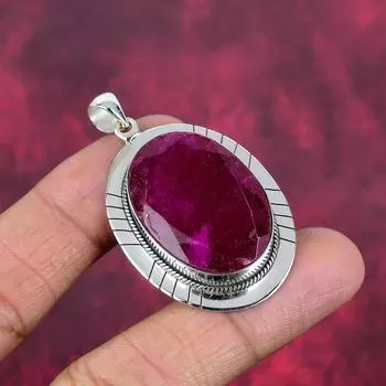 Ювелирные изделия с подвеской из рубина и зоизита, подвеска ручной работы из стерлингового серебра 925 пробы, ювелирные изделия новейшего дизайна 2.04 Inches красный
