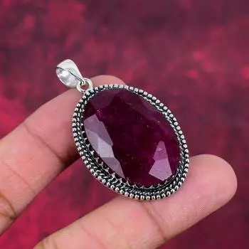 Ювелирные изделия с подвеской из рубина и зоизита, подвеска ручной работы из стерлингового серебра 925 пробы, ювелирные изделия новейшего дизайна 2.16 Inches розовый