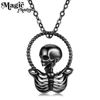 Ювелирные изделия с подвеской в виде черепа, стерлинговое серебро 925 пробы, гальваническое черное золото, индивидуальное нишевое ожерелье