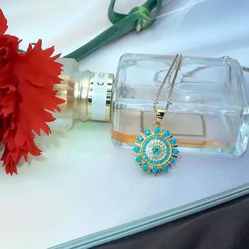 Ювелирные изделия с подвеской в виде ожерелья из серебра 925 пробы из золота 14 карат с нано-бирюзой 925 silver