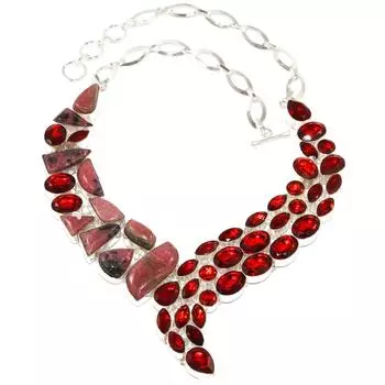 Ювелирные изделия с родонитом и гранатом, ожерелье для друзей, 16-18 дюймов