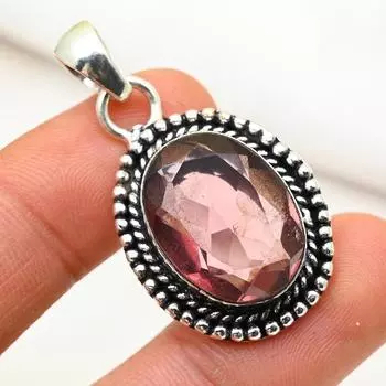 Ювелирные изделия с розовым турмалином, кулон из цельного серебра 925 пробы с драгоценными камнями, украшения ручной работы, на День памяти 1.65 Inches розовый