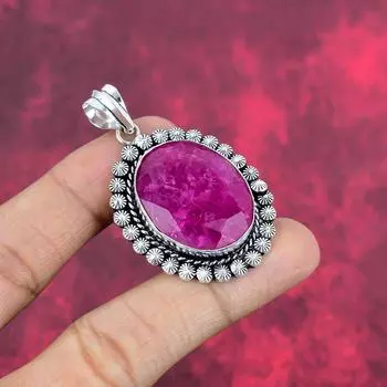 Ювелирные изделия с рубиновыми драгоценными камнями, ювелирные изделия из цельного серебра 925 пробы, красивые совершенно новые ювелирные изделия с подвесками, серебряная цепочка-подвеска для свадебного подарка 2.20 Inches красный