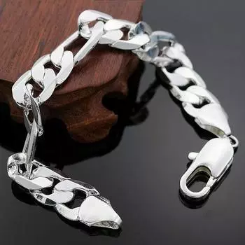 Ювелирные изделия с серебряным покрытием 925 пробы, 12 мм, три комнаты, один-три-один, мужские и женские браслеты-цепочки, ювелирные изделия