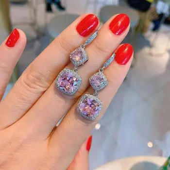 Ювелирные изделия Серьги бабушки Женские серьги Pink Treasure Square Роскошные серьги для ужина золотистый