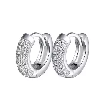 Ювелирные изделия Серьги-гвоздики из стерлингового серебра 925 пробы Серьги с бриллиантами Круглые полые серьги 925