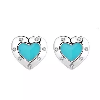 Ювелирные изделия, серьги-гвоздики из стерлингового серебра S925 с микроинкрустацией в виде сердца любви, милые серьги-гвоздики, милые дикие женские украшения из эпоксидной смолы 925