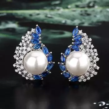 Ювелирные изделия Серьги-гвоздики Ювелирные изделия Серьги с жемчугом Ретро Мода Легкие Роскошные Высококачественные Женские