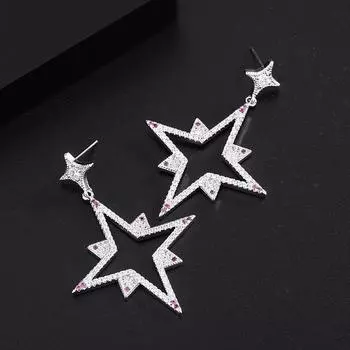 Ювелирные изделия Серьги-иглы из серебра 925 пробы, серьги с преувеличенной индивидуальностью, длинные серьги с цыганским цирконием