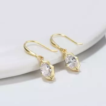 Ювелирные изделия Серьги из стерлингового серебра 925 пробы с золотом 4A и цирконием Серьги с крупными бриллиантами, инкрустированными цирконием 925