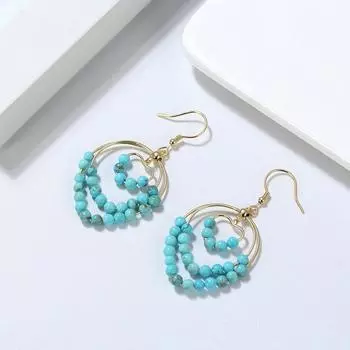 Ювелирные изделия Серьги из стерлингового серебра 925 пробы Серьги в форме сердца из натуральной бирюзы Серьги Double Love 925