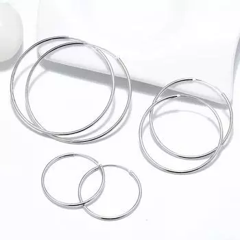 Ювелирные изделия Серьги из стерлингового серебра S925 Размеры Серьги Персонализированные Пуссеты Круглые SE146-30mm