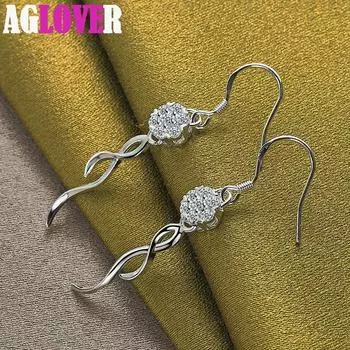 Ювелирные изделия: серьги-капельки из стерлингового серебра 925 пробы с круглыми шариками диаметром 8 мм с цирконом ААА