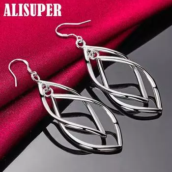 Ювелирные изделия серьги-капли из стерлингового серебра 925 пробы с геометрическим объемным принтом