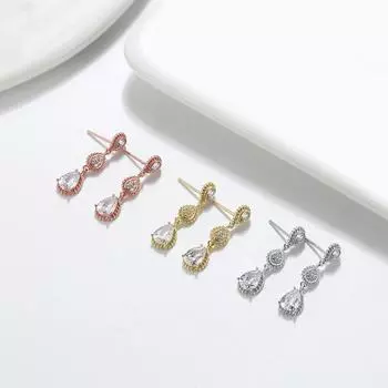 Ювелирные изделия Серьги-капли из стерлингового серебра 925 пробы с золотом 4A, инкрустированные цирконием бриллиантовые серьги 925