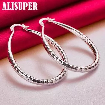 Ювелирные изделия: серьги-кольца из стерлингового серебра 925 пробы диаметром 41 мм