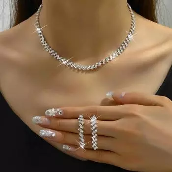 Ювелирные изделия Серьги Невеста Ожерелье Серьги Комплект ювелирных изделий Свадьба Свадебные украшения Комплект из 2 предметов