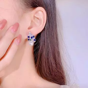 Ювелирные изделия, серьги с открытым жемчугом павлина, серьги-гвоздики из серебра 925 пробы с игольчатым жемчугом, серьги с цветным цирконом