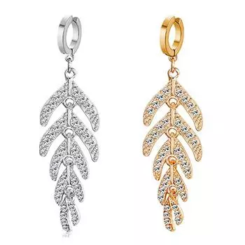 Ювелирные изделия серьги с пряжкой для ушей в виде листьев и перьев