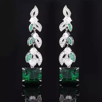 Ювелирные изделия Серьги Серьги-гвоздики Серьги-иглы из стерлингового серебра 925 пробы с изумрудом и цирконием Серьги с имитацией красного корунда изумрудный