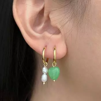 Ювелирные изделия Сердце Бусины Женские серьги Асимметричные серьги Богемные серьги Золотые серьги-кольца