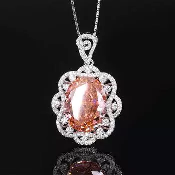 Ювелирные изделия Серебро Высокоуглеродистый Бриллиант Вспышка Роскошь Инкрустированный Большой Подвеска-Кулон в форме Голубиного Яйца Основной 15 * 20