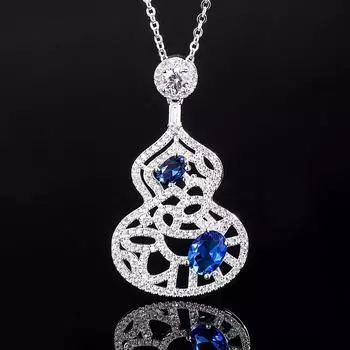 Ювелирные изделия Серебряное имитация сокровища Полый бриллиант тыква полая женское ожерелье кулон основной камень 6 * 8 4 * 6
