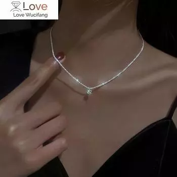 Ювелирные изделия Серебряный Цвет Сверкающий Ключица Цепочка Чокер Ожерелье Зеленый Бриллиант Гипсофила Кулон Ожерелье Для Женщин