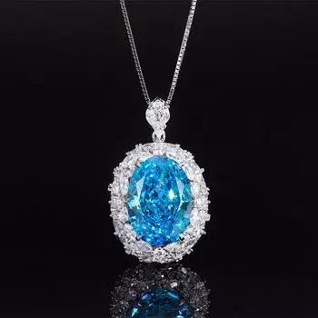 Ювелирные изделия Серебряный Ретро Мода Высокоуглеродистый Бриллиант Женское Голубиное Яйцо 13 * 18 Роскошные Ювелирные Изделия Кулон Женщины