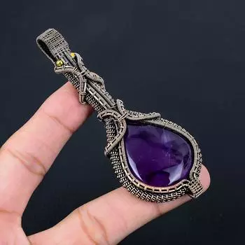 Ювелирные изделия шкентеля аметиста чистой медной проволоки обернутые Хандмаде для подарка 4.02 Inches фиолетовый