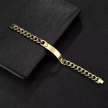 Ювелирные изделия, сочетающие в себе модные тенденции, браслеты из нержавеющей стали, изогнутые знаки, браслеты из титановой стали, ювелирные подарки 22.2CM золотистый