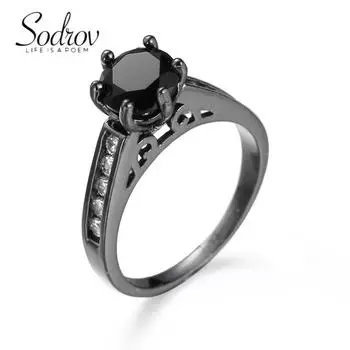 Ювелирные изделия SODROV из черного золота с черным цирконом для женщин 6 чёрный