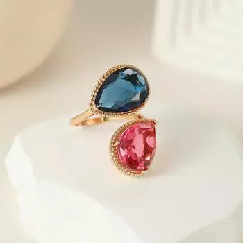 Ювелирные изделия SODROV синего и розово-красного цвета с цирконом, открытые кольца для женщин, регулируемый размер one size