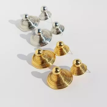 Ювелирные изделия спиральные пружинные круглые преувеличенные серьги модные крутые индивидуальные серьги-гвоздики с шариками в виде водной ряби 649 золотой