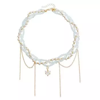 Ювелирные изделия Стекло Кристалл Свет Роскошь Любовь Кисточка Ключица Цепочка Премиум Намотка Многослойное Ожерелье Женщины