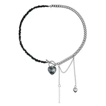 Ювелирные изделия Стеклянные хрустальные бусины Сращивание Зеркало Любовь Ключица Цепочка Свет Роскошь Ot Пряжка Ожерелье Женское