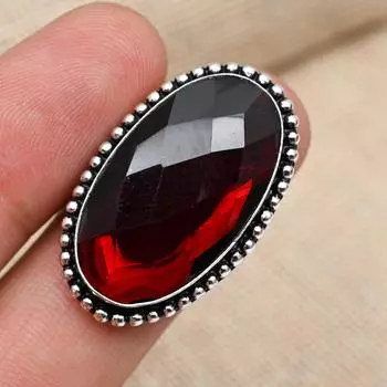 Ювелирные изделия стерлингового серебра 925 пробы серебра 925 пробы драгоценного камня красного граната фантастическое кольцо для женщин 4 красный