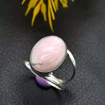Ювелирные изделия стерлингового серебра твердого тела 925 кольца розового опала Хандмаде для подарка рождества 6 серебряный