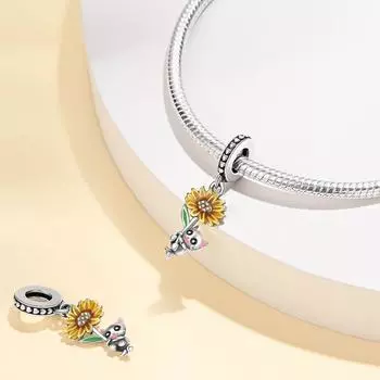 Ювелирные изделия своими руками, аксессуары, браслет, белая медь, покрытая серебром 925 пробы, бусины, милый кулон в виде кошки