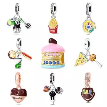 Ювелирные изделия своими руками, аксессуары, браслет, белая медь, серебро 925 пробы, изысканные макаронные чипсы, шоколадный торт, кулон, бусины