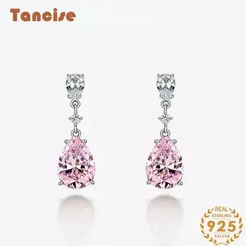 Ювелирные изделия Tancision10*14 просто инкрустированы розовыми каплевидными серьгами из высокоуглеродистого бриллианта для женских независимых серег-подставок. розовый