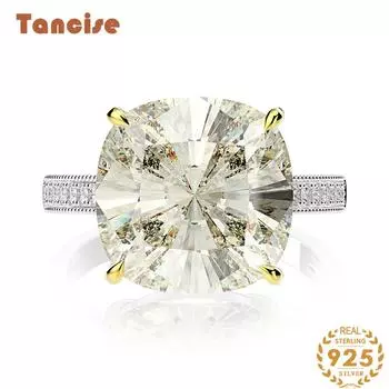 Ювелирные изделия Tancision14*14 из стерлингового серебра 925 пробы с цирконом в один ряд, инкрустированные кольцом из синтетического бриллианта 14*14, весит 21,5 карата. 5 жёлтый